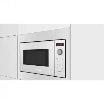 Micro-ondas de encastrar solo Bosch BFL523MW3, 800 W, 20 L, branco, controlo tátil e rotativo