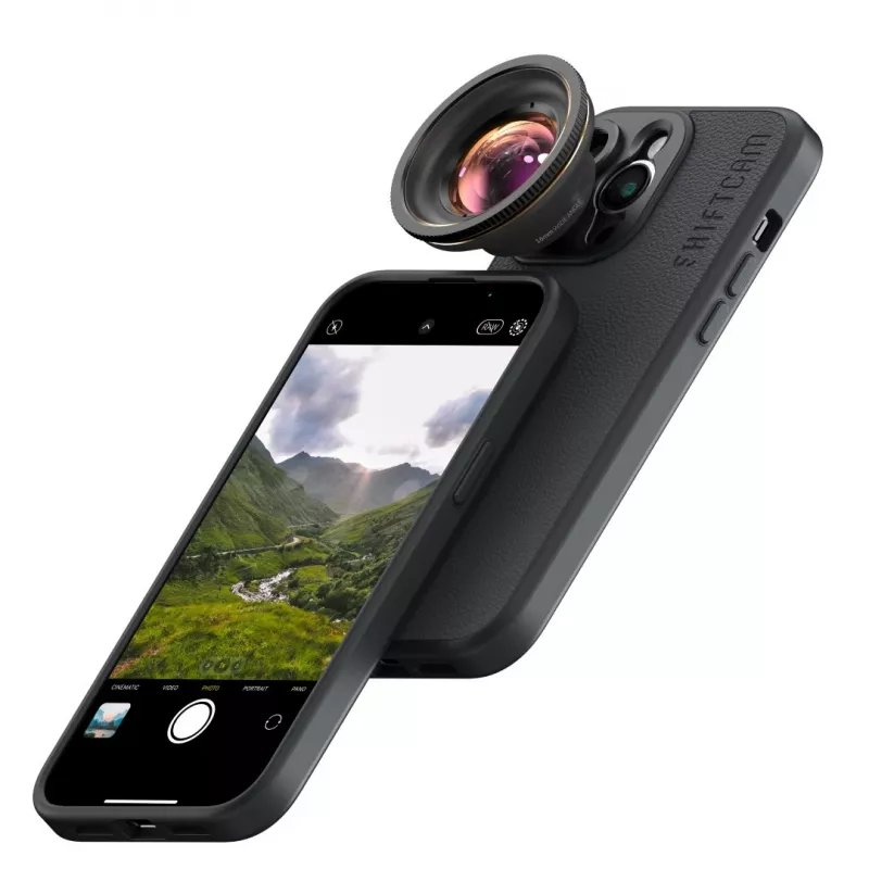 Objetiva fotográfica ShiftCam LU-WD-016-23-EF objetiva grande angular 16 mm preto dourado