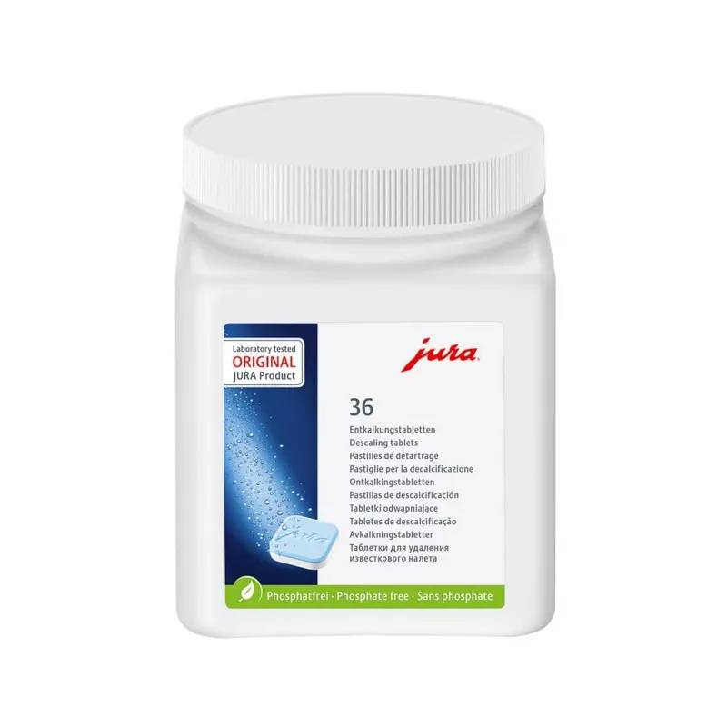 Pastilhas de descalcificação Jura Descaler 70751 para máquinas de café, 36 pastilhas em frasco de plástico