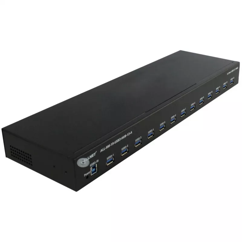 Hub USB ALLNET ALL-RM-19-USB3-HUB-13-A – Hub USB 3.0 de 13 portas para rack, 48,30 cm
