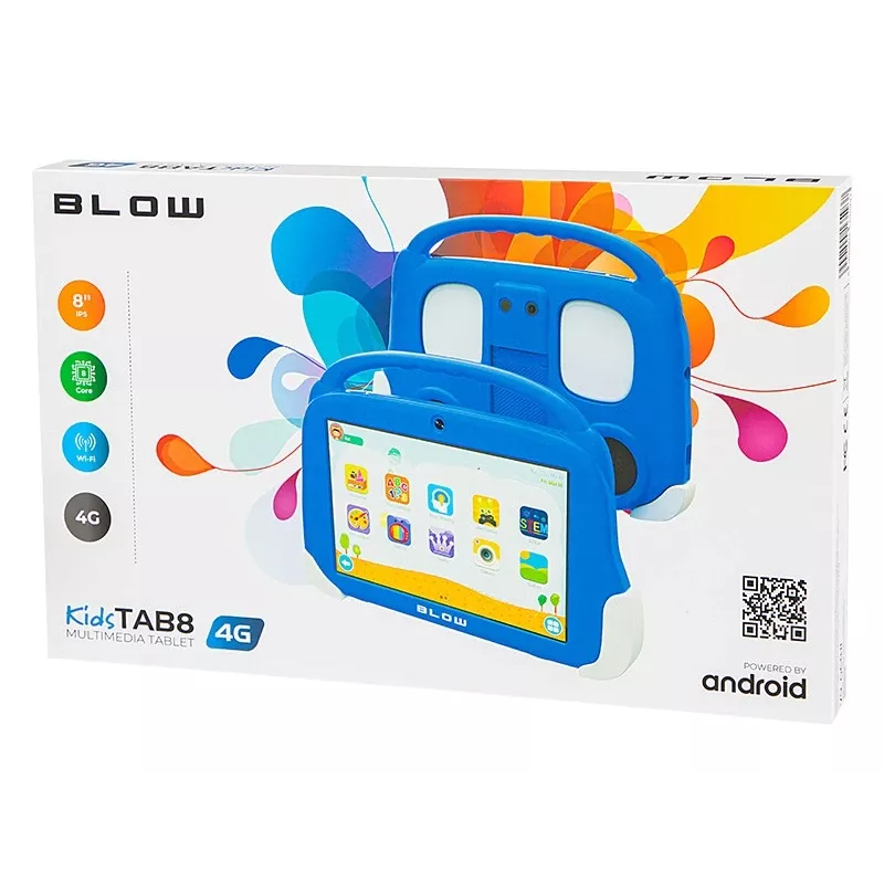 Tablet BLOW KidsTAB8 8 polegadas IPS HD Android 12, 1,6 GHz octa-core T606, 4 GB RAM, 64 GB, LTE, MicroSD