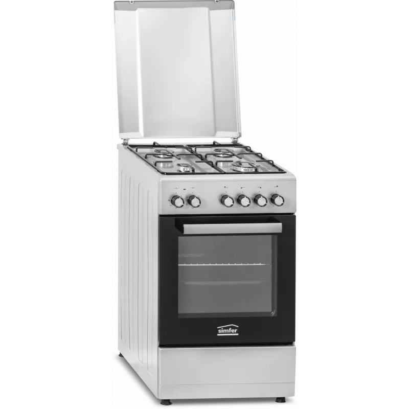 Placa a gás e forno elétrico SIMFER 5405SERGG, aço inoxidável, 4 zonas, 50 cm
