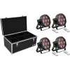 Conjunto de projetores LED de chão EUROLITE SLS-7 HCL 4x com mala de transporte TDV-1