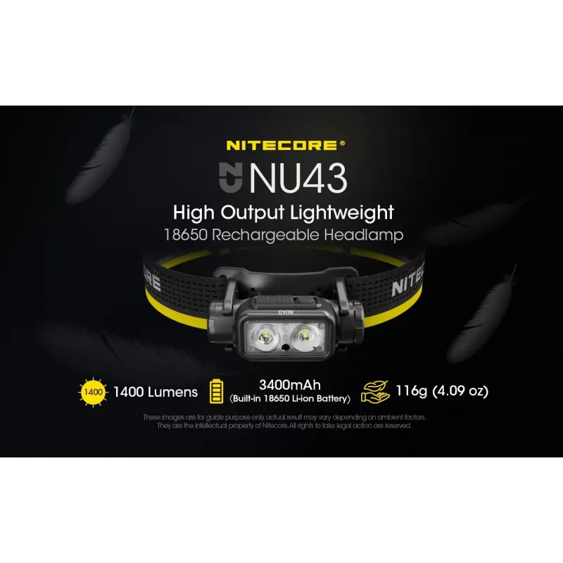 Lanterna de cabeça Nitecore NU43 1400 lúmenes compacta leve