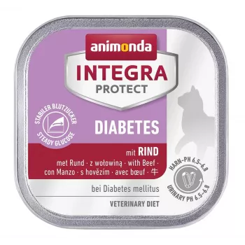 Comida húmida para gatos animonda Integra Protect Diabetes 100 g — vaca, gatos adultos, regulação da glucose, sem cereais & sem açúcar