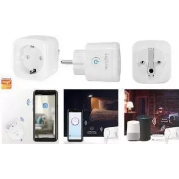 Tomada inteligente Wi-Fi LOGILINK SH0101 branca – ligar/desligar à distância, controlo por app, tomada simples