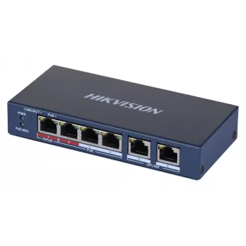 Ligações de rede Hikvision DS-3E0106HP-E não gerido Fast Ethernet (10/100) com suporte PoE azul