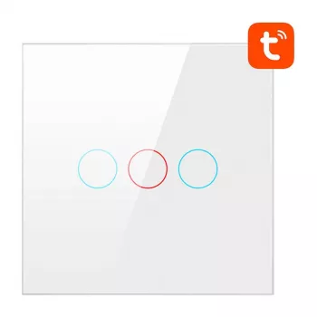 Interruptor de luz inteligente Avatto TS02-EU-W3 WiFi 3 vias — interruptor WiFi de parede para controlo múltiplo