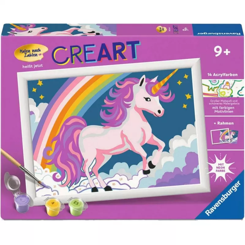 Conjunto de pintura por números Ravensburger CreArt Rosa Unicórnio pintura