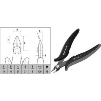Alicate de corte c.k tools Side Cutter T3886 ESD cabeça plana, design fino