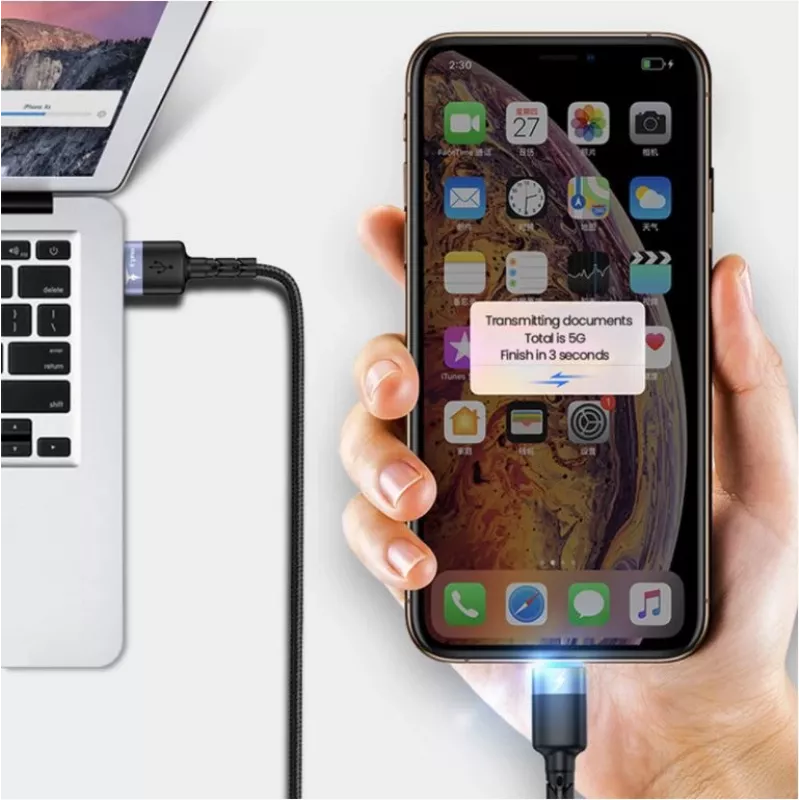 Cabo de dados USB para Lightning Tellur 1,2 m nylon entrançado preto