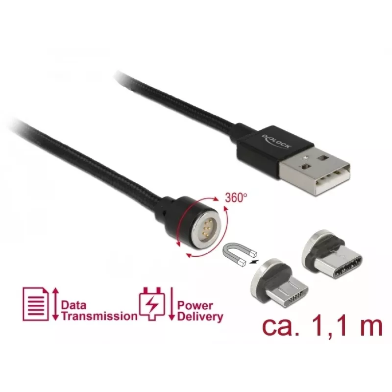 Cabo USB DeLOCK 85723 USB 2.0 1,1 m USB A USB C/Micro-USB B preto