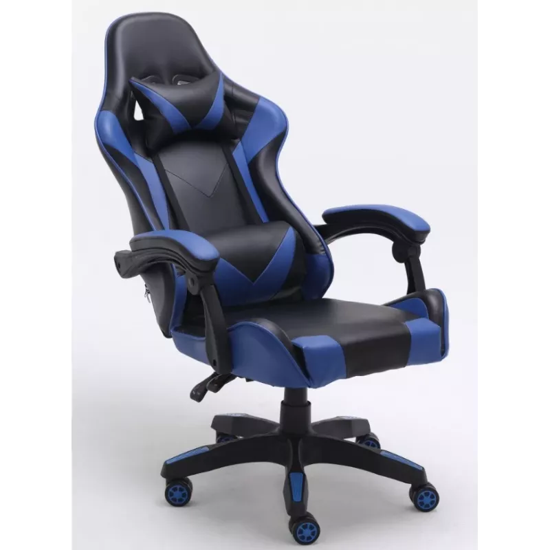Cadeira de escritório Top e Shop REMUS – assento e encosto acolchoados, preta/azul, com rodas