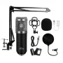 Microfone para PC MEDIA-TECH MT397S — com fios, entrada XLR, 20–20000 Hz, 150 Ω, -32 dB, cabo de 2,4 m, suporte de mesa, preto