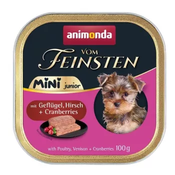 Comida húmida para cães animonda Vom Feinsten Mini Junior — aves & caça com arandos, 100 g