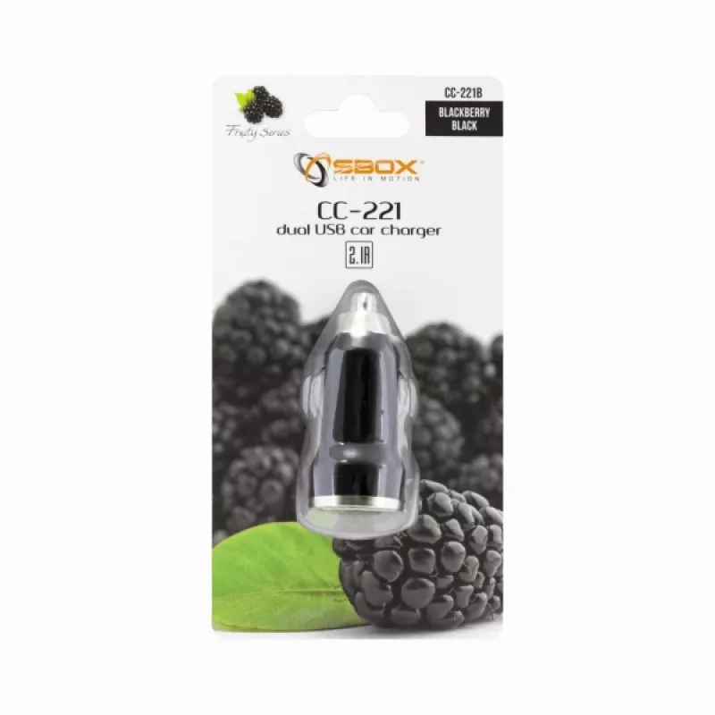 Sbox CC-221B carregador de automóvel USB duplo CC-221B preto