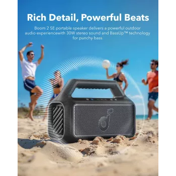 Altifalante estéreo portátil Anker Soundcore Boom 2 SE — 2.0 canais, 30 W RMS, sem fios, preto