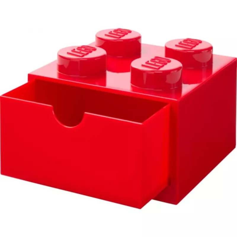 LEGO Gaveta de secretária 4, caixa de arrumação Vermelho, com studs