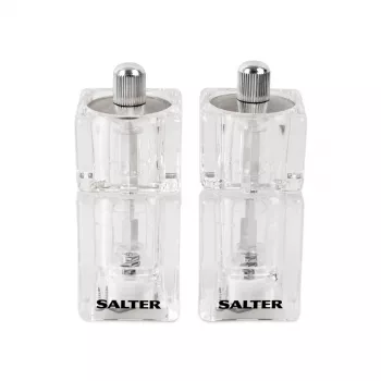 Saleiro e pimenteiro Salter 7605 CLXR Twin design compacto, a pilhas, moagem ajustável