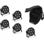 Conjunto de projetores LED EUROLITE SLS-7 HCL 5x com soft-bag — 5 projetores LED compactos, tecnologia HCL, bolsa de transporte