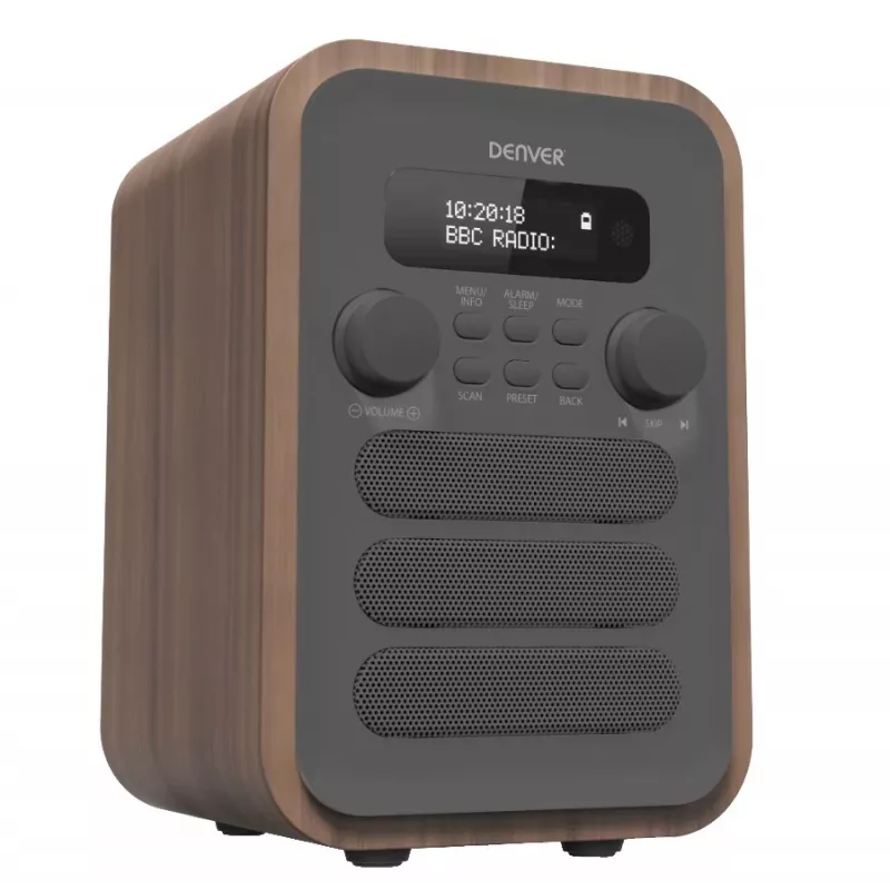 Denver DAB-48 cinzento rádio pessoal digital cinzento, madeira