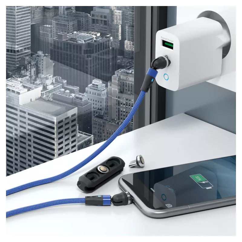 Cabo USB RealPower MagneticCharge2 1 m Azul Carregamento rápido Transferência de dados