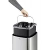Balde do lixo retangular Durable NO TOUCH 35L aço inoxidável preto prateado