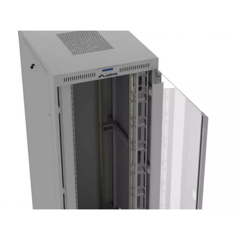 Armário rack LANBERG FF01-8047-12SL 47U 800x1000 mm cinzento com portas frontal e traseira de vidro e espaço para painel LCD