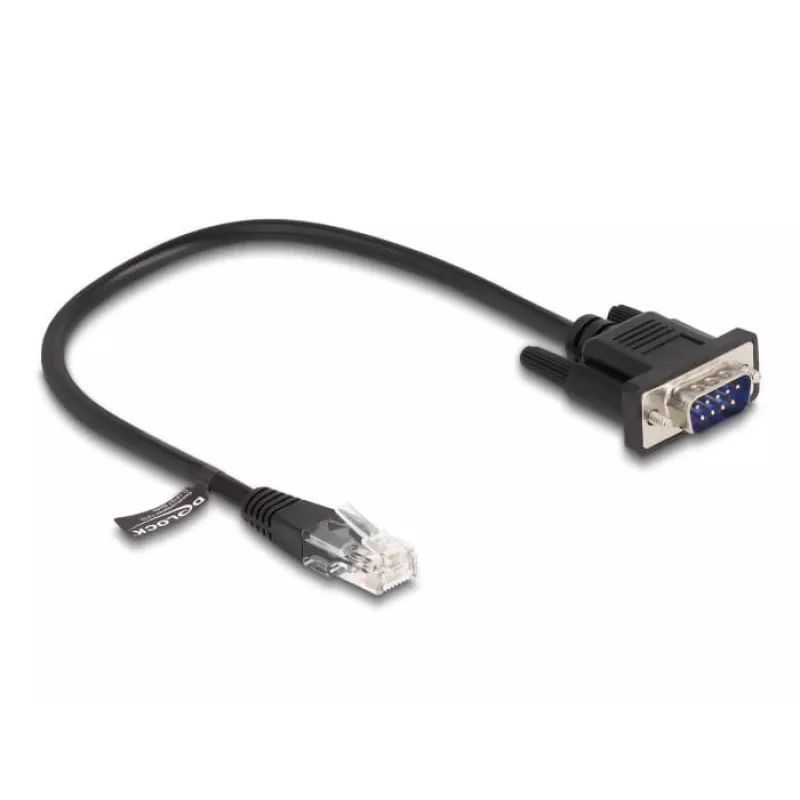 Delock cabo série RS-232, RJ45 macho para D-Sub 9 macho, 30 cm, preto