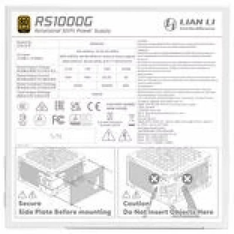Fonte de alimentação Lian Li RS Series ATX 3.1 modular 1000W 80 PLUS Gold branco