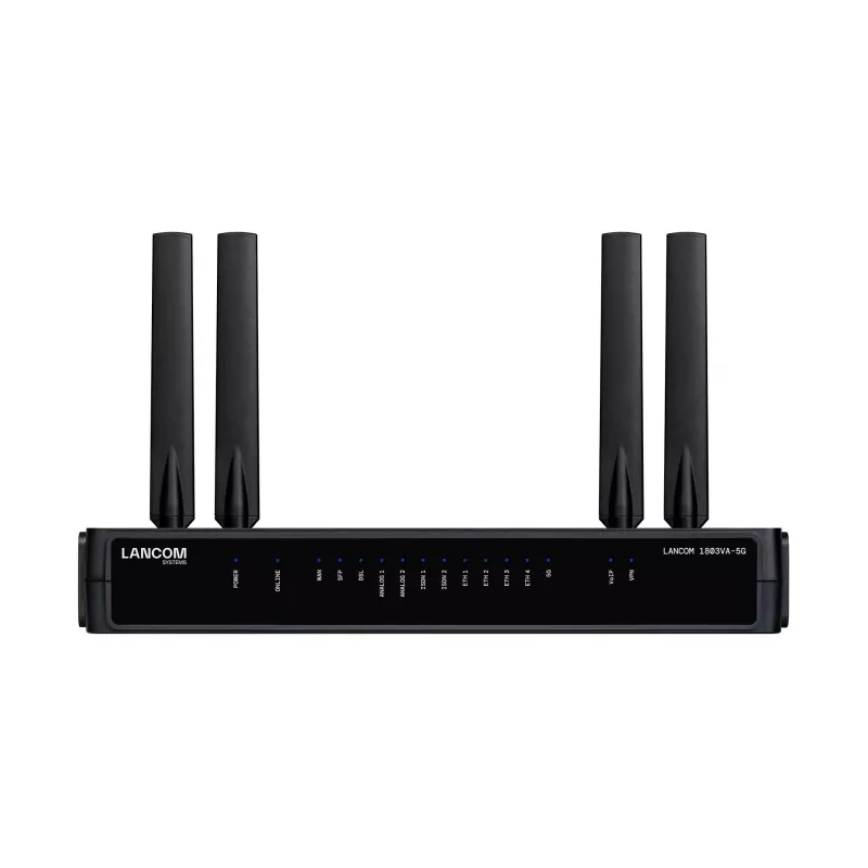 Router Lancom Systems LANCOM 1803VA-5G (EU) — 5G, Gigabit Ethernet, antena SMA externa, 1 ventoinha, segurança AES/3DES