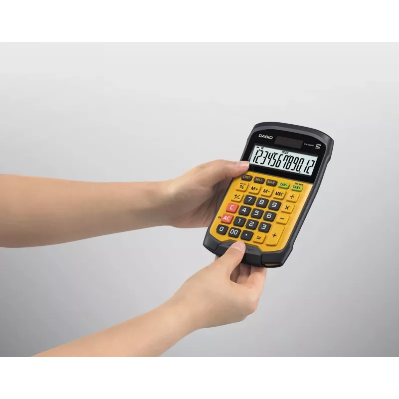CASIO CALCULATOR OFFICE WATERPROOF WM-320MT-S, ecrã de 12 dígitos. Teclado removível, 108,5 x 168,5, grau de resistência à água e sujidade: IP54