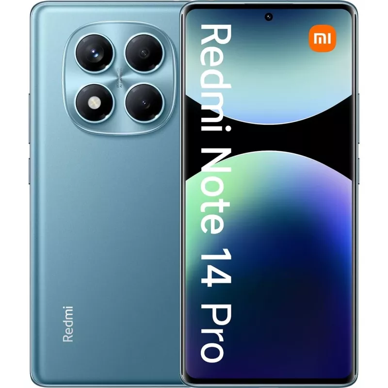 Xiaomi Redmi Note 14 Pro 4G smartphone 8 GB RAM 256 GB, 6,67" AMOLED, 200 MP, 5500 mAh, Dual SIM híbrido, Android 14, azul oceano