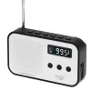 Adler AD 1907 rádio digital PLL, AM/FM, 40 estações pré-definidas, alarme com soneca, USB-C, bateria recarregável integrada, ficha de 3,5 mm, branco/preto