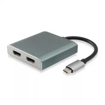 Adaptador Equip USB Type-C para 2 x conector fêmea HDMI, 3.2 Gen 1 (3.1 Gen 1), USB Type-C, saída HDMI, 4096 x 2160 píxeis