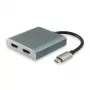 Equip 133464 adaptador MST USB-C para 2x HDMI (fêmea), USB 3.2 Gen 1, 4096x2160 @30 Hz, 15 cm