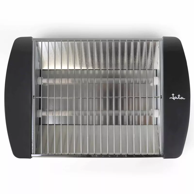 Jata JETT1587 torradeira, 400 W, 2 barras de quartzo, tabuleiro de migalhas amovível, aço inoxidável, preta