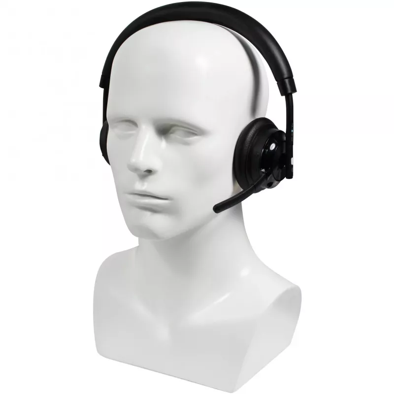 Headset sem fios Plusonic W320 Dual DECT estéreo — headset DECT estéreo sem fios, suporte de base dupla
