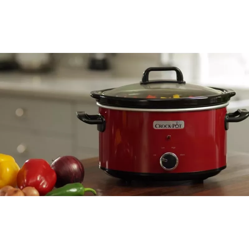 Panela de cozedura lenta Crock-Pot SCV400RD 3,5 L panela de cerâmica removível, tampa de vidro, 2 níveis de aquecimento