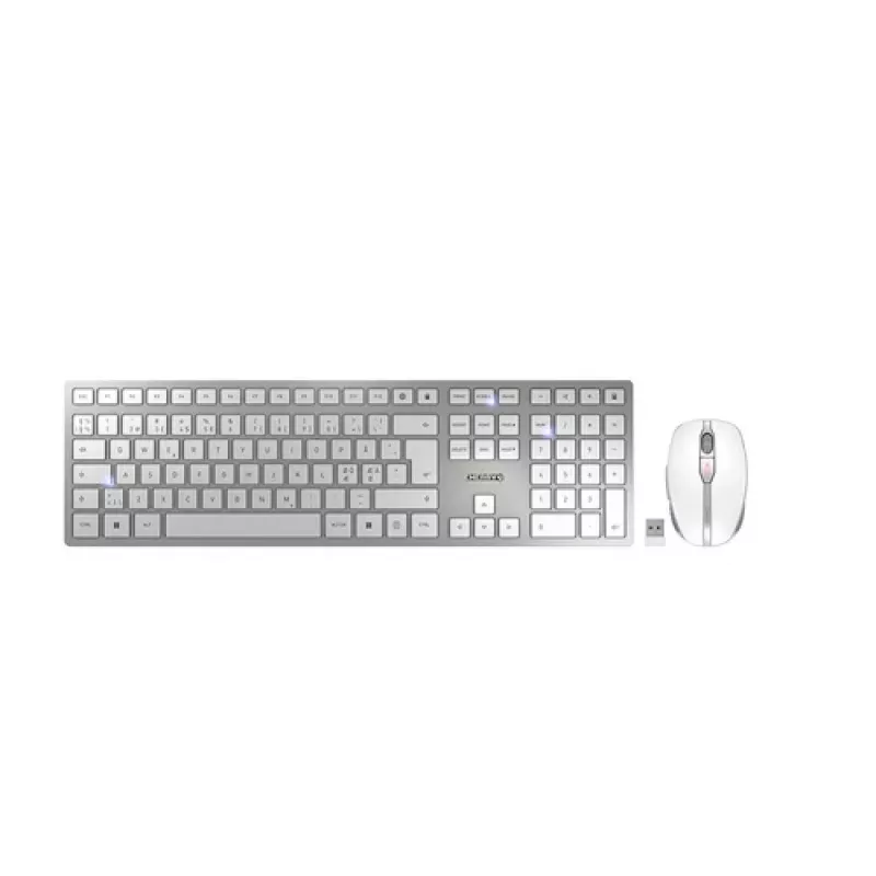 CHERRY DW 9100 teclado fino com rato incluído universal RF sem fios + Bluetooth nórdico prateado