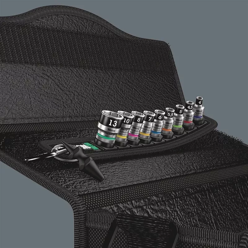 Belt A1 Zyklop Conjunto de chaves de caixa, 1/4 (preto, 10 peças, com função de retenção)