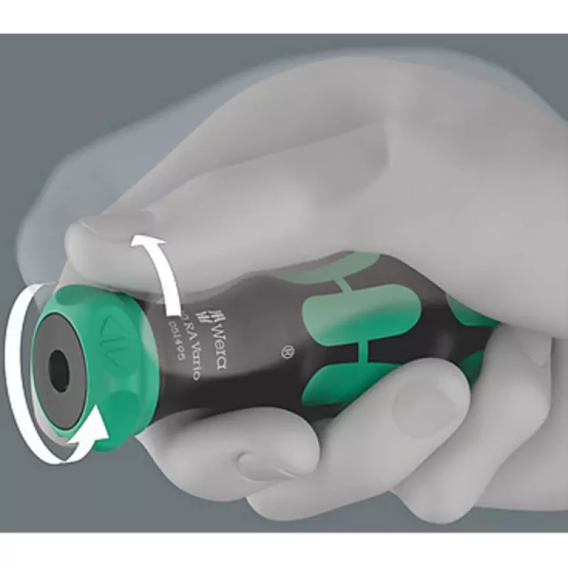 Wera 80 RA Vario 05051495001 cabo de chave de fendas com roquete, 113,5 mm, preto/verde