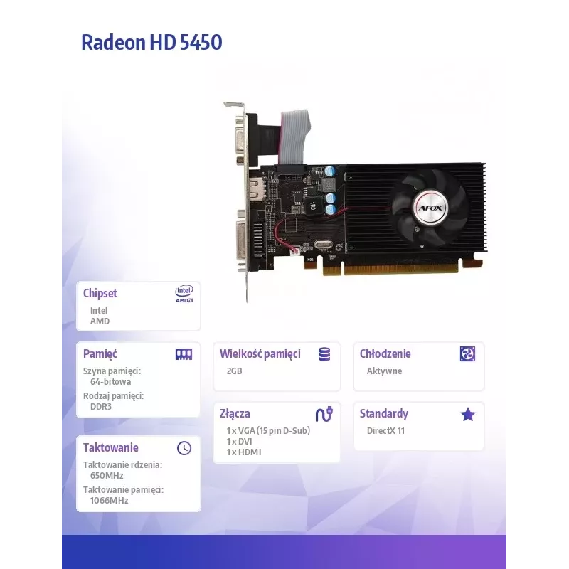 Placa gráfica AFOX Radeon HD 5450 2GB DDR3