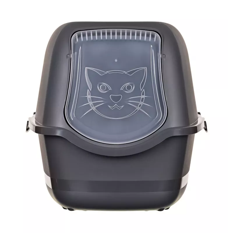 Caixa de areia para gatos DIAMENTIQ BAYA antracite, plástico, 55,5 x 40 x 38,7 cm, portas reversíveis