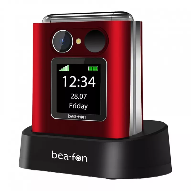Telemóvel de concha Beafon Fold 10 Silver Line vermelho-prateado Dual SIM