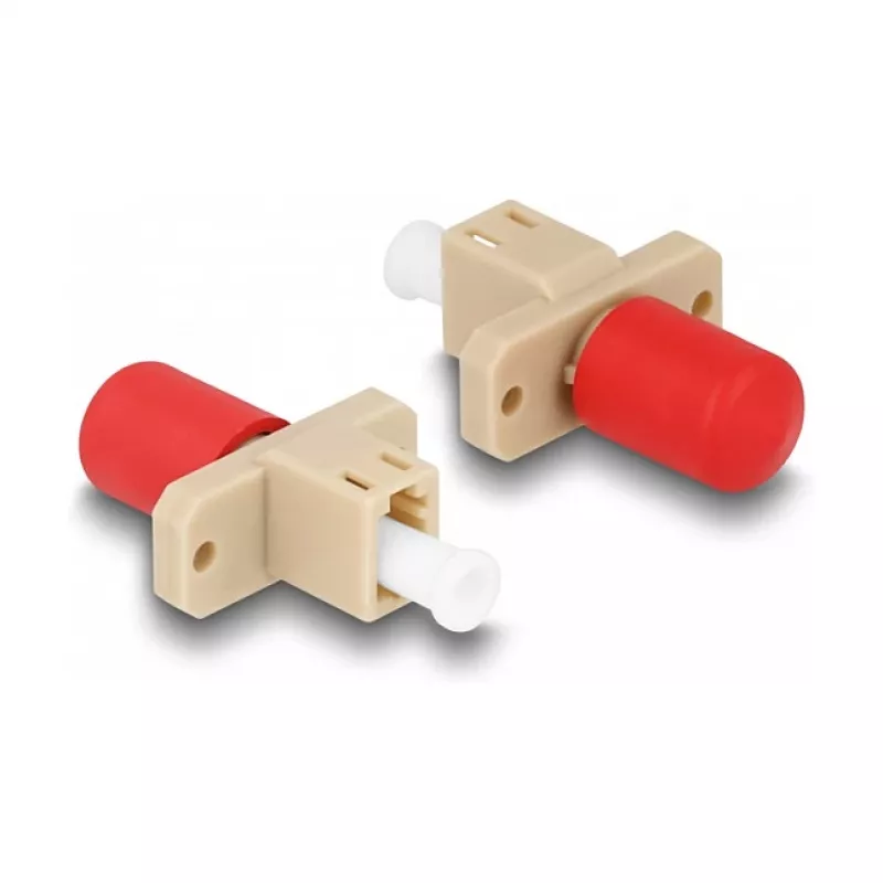 DeLOCK acoplador híbrido de fibra ótica LC simplex fêmea para ST simplex fêmea bege