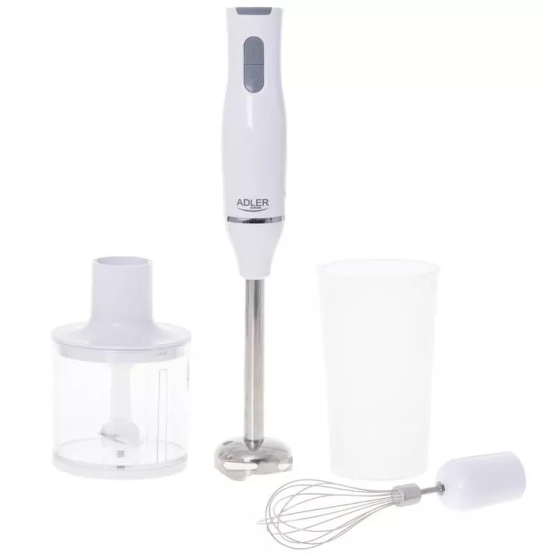 Adler AD 4620 conjunto de varinha mágica, 800 W, 2 velocidades, picador de 450 ml, copo de 750 ml, batedor, branco