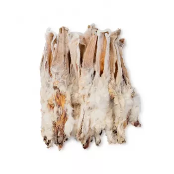 Artigo de mastigar para cães UNISZKI orelha de coelho com pelo — 20 unid., sabor natural a coelho, saqueta de 201–499 g