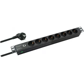 Extensão elétrica helos PROFESSIONAL montagem em rack 19 polegadas, 8 tomadas, 2,0 m cabo