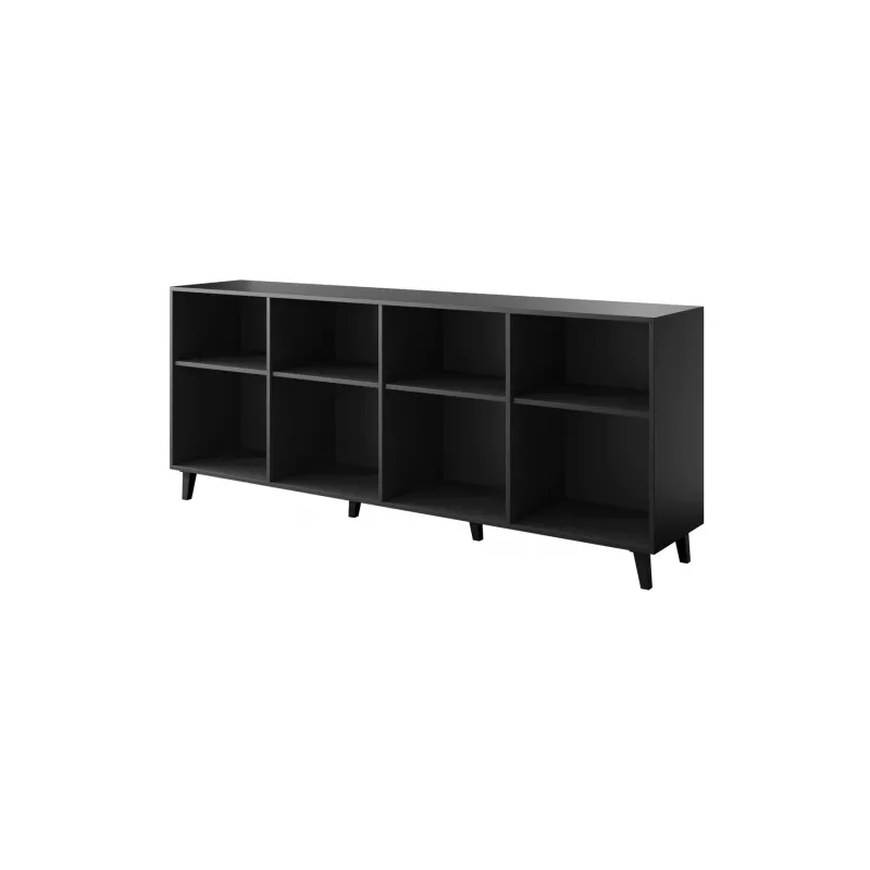Cómoda cama meble FARO KOM200 CZ — 2000×420×820 mm, estrutura preto mate, frentes em efeito carvalho